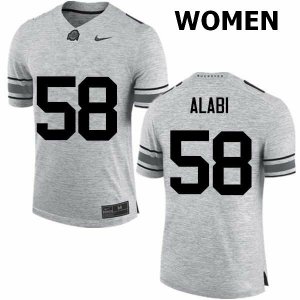 NCAA Ohio State Buckeyes Women's #58 Joshua Alabi Gray Nike Football College Jersey UMK1745WV